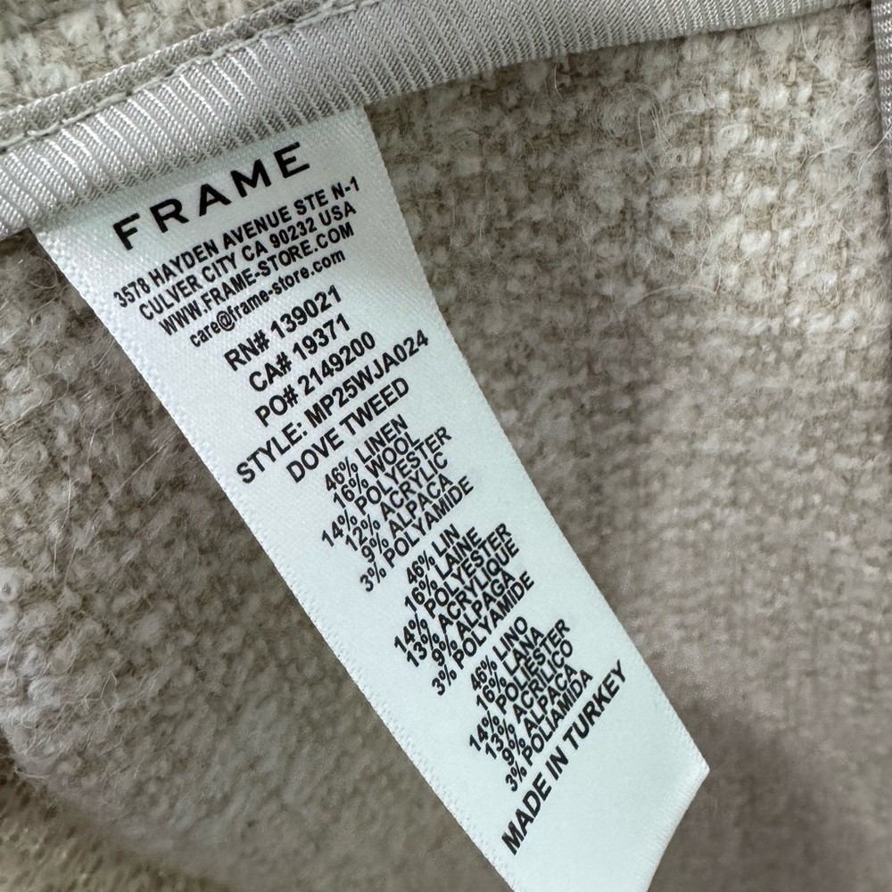Frame Tweed Overshirt Dove Men’s Large - Picture 5 of 5